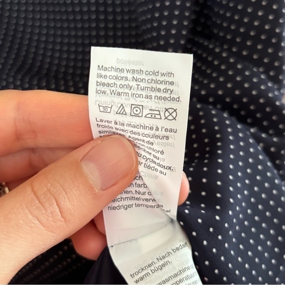 J. Crew Mercantile Navy Blue White Polka Dot Fit and Flare Mini Dress - Picture 6 of 14